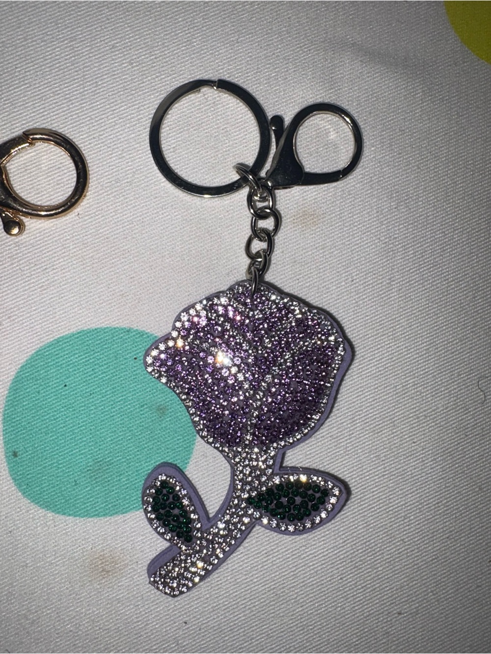 Purple Crystal Rose Keychain - Women Accessories
